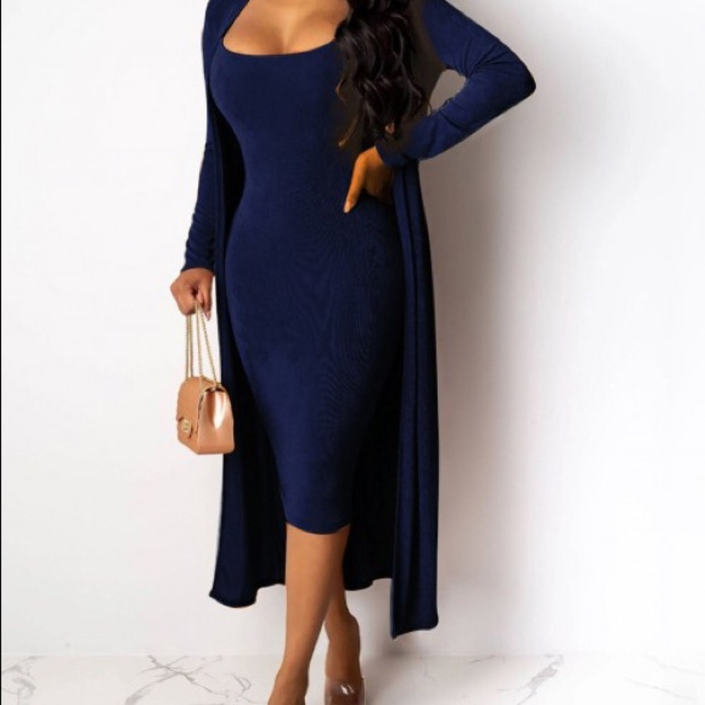 Navy blue two piece dress